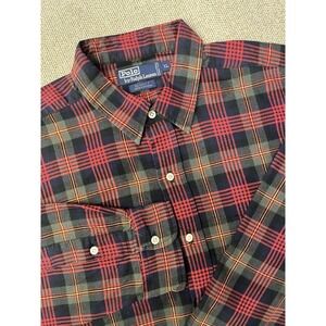 Polo Ralph Lauren Elliott Plaid Cotton Button-Up Shirt XL Red Green Black